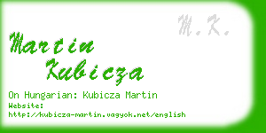 martin kubicza business card